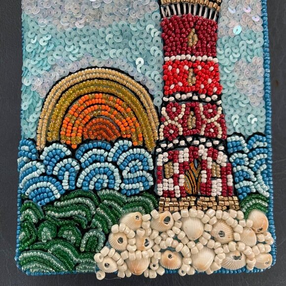 Bamboo Trading Company Club Bag Crossbody Sequins Beads Shells Beachy Resortwear - Picture 3 of 11